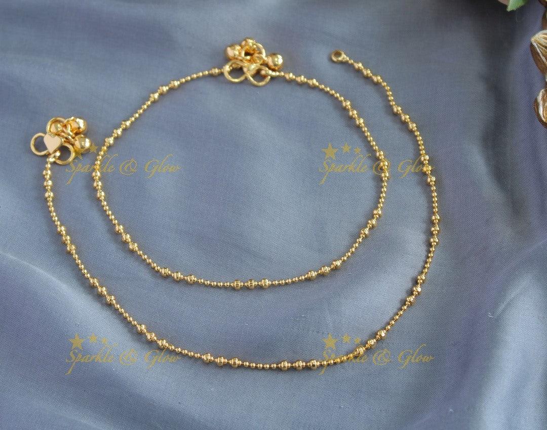 Elegant triple Ball beaded design Anklet - Sparkle and Glow