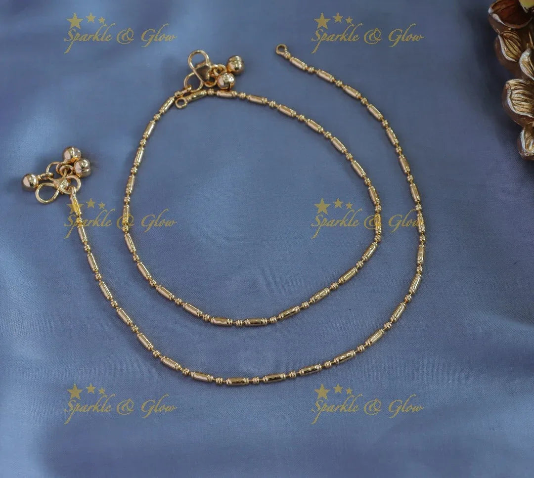 Traditional line design gold alike Anklet - Sparkle and Glow
