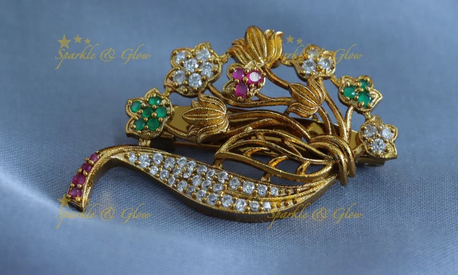 Sparkling Lotus Floral Sareepin - Sparkle and Glow