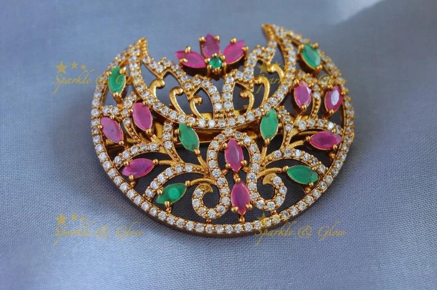 Elegant Half moon floral Sareepin - Sparkle and Glow