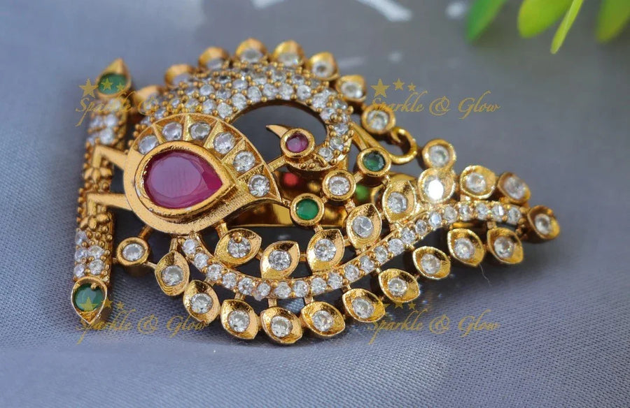 Elegant Peacock Leaf design Sareepin - Sparkle and Glow