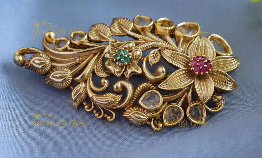 Elegant Floral Sareepin - Sparkle and Glow