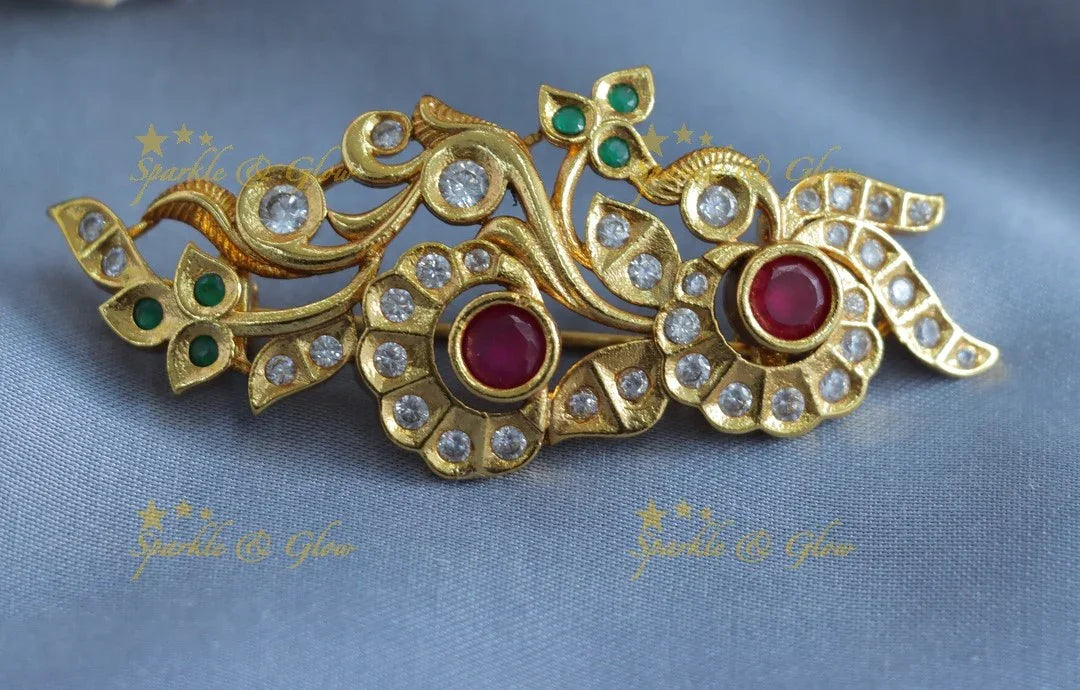 Dual Flower Saree Pin Elegant Design - Main Image