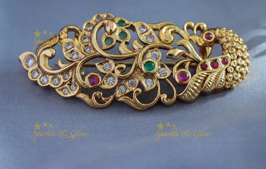 Beautiful Peacock Floral Sareepin - Sparkle and Glow