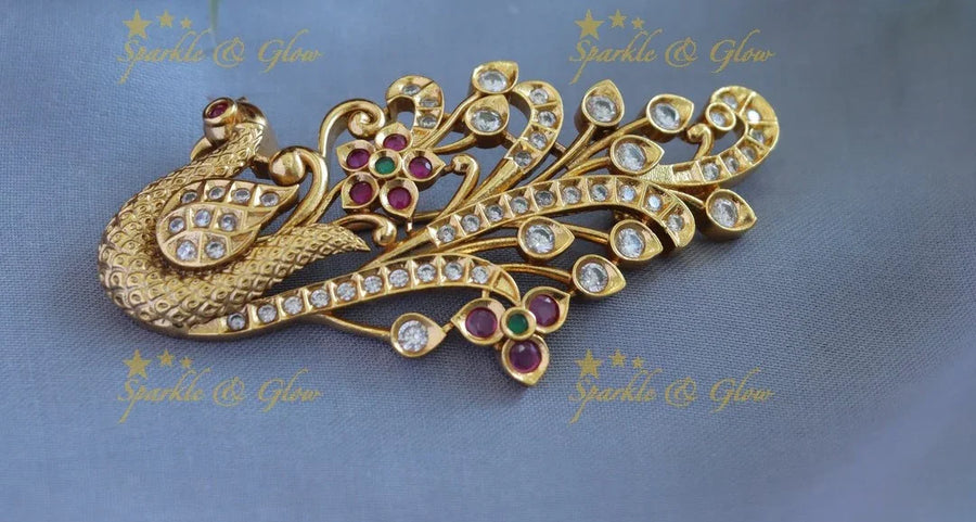 Grand Peacock Flower design Sareepin - Sparkle and Glow