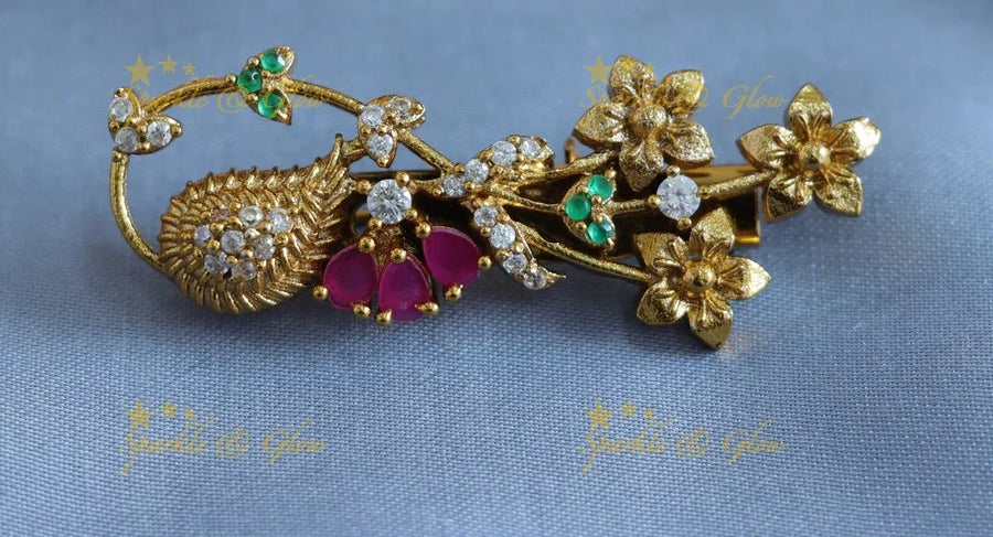 Beautiful Mango Floral Sareepin - Sparkle and Glow