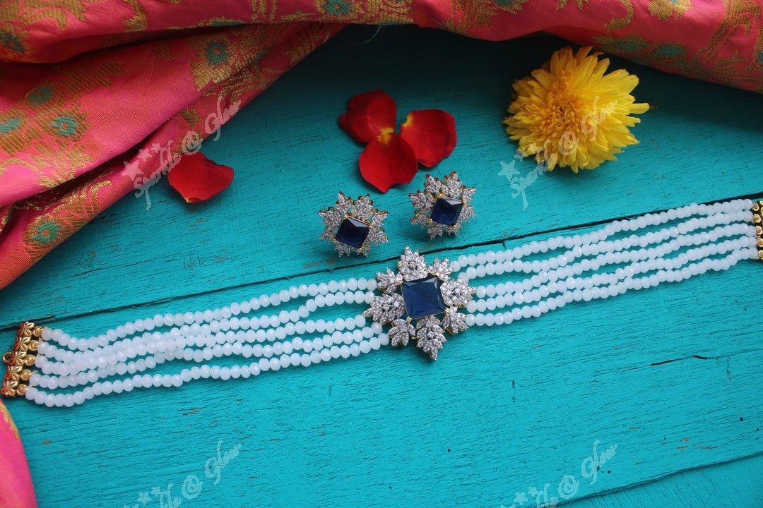 White stone pendent high neck choker - Pink - Sparkle and Glow