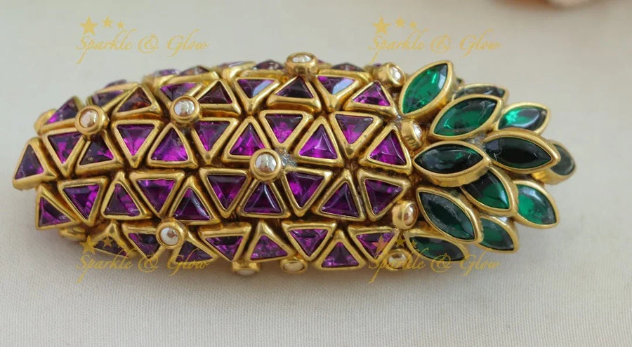 Elegant Triangle and Leaf design Silkthread Sareepin - Sparkle and Glow