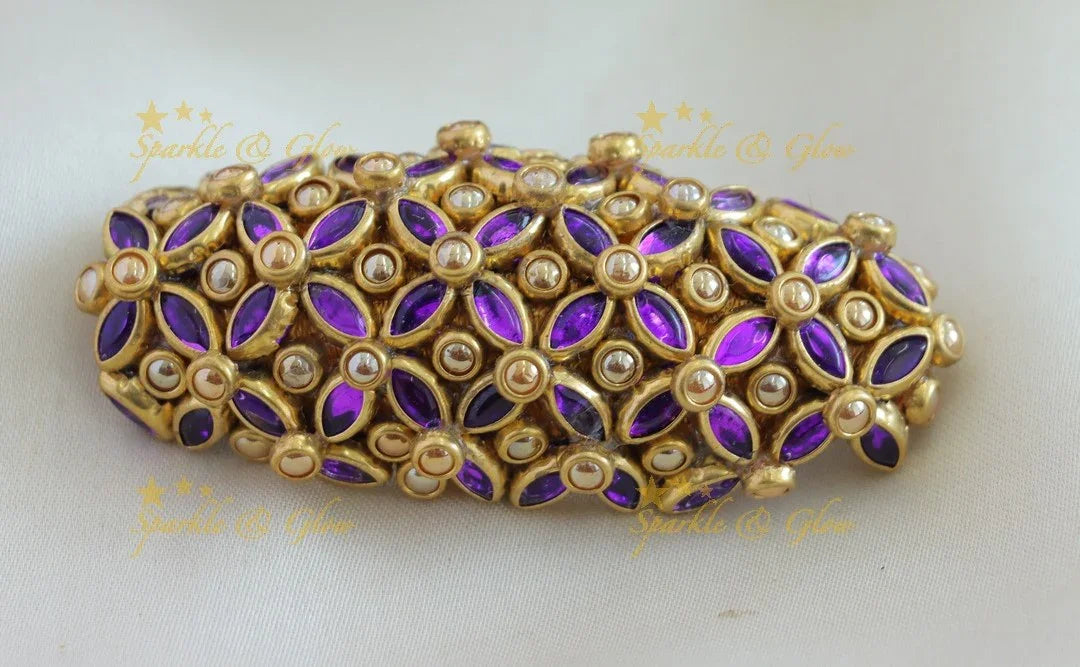 Sparkling Flower design dotted Silkthread Sareepin-Offwhite - Sparkle and Glow