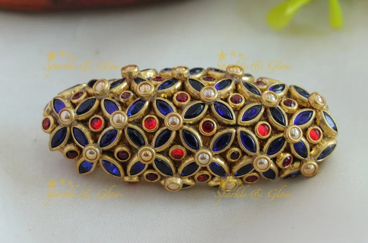 Sparkling Flower design dotted Silkthread Sareepin-Offwhite - Sparkle and Glow