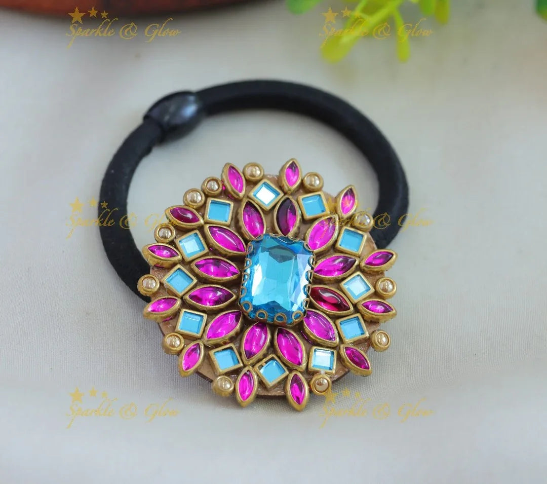Elegant Dual tone flower design Silkthread Hairband - Sparkle and Glow