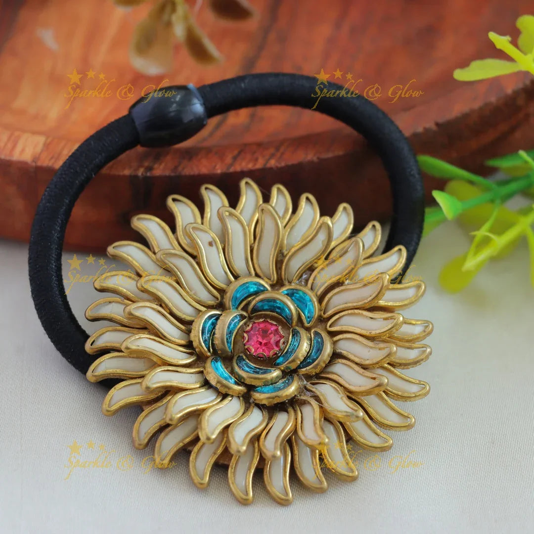 Elegant Rose design Sunflower Silkthread Hairband - Sparkle and Glow
