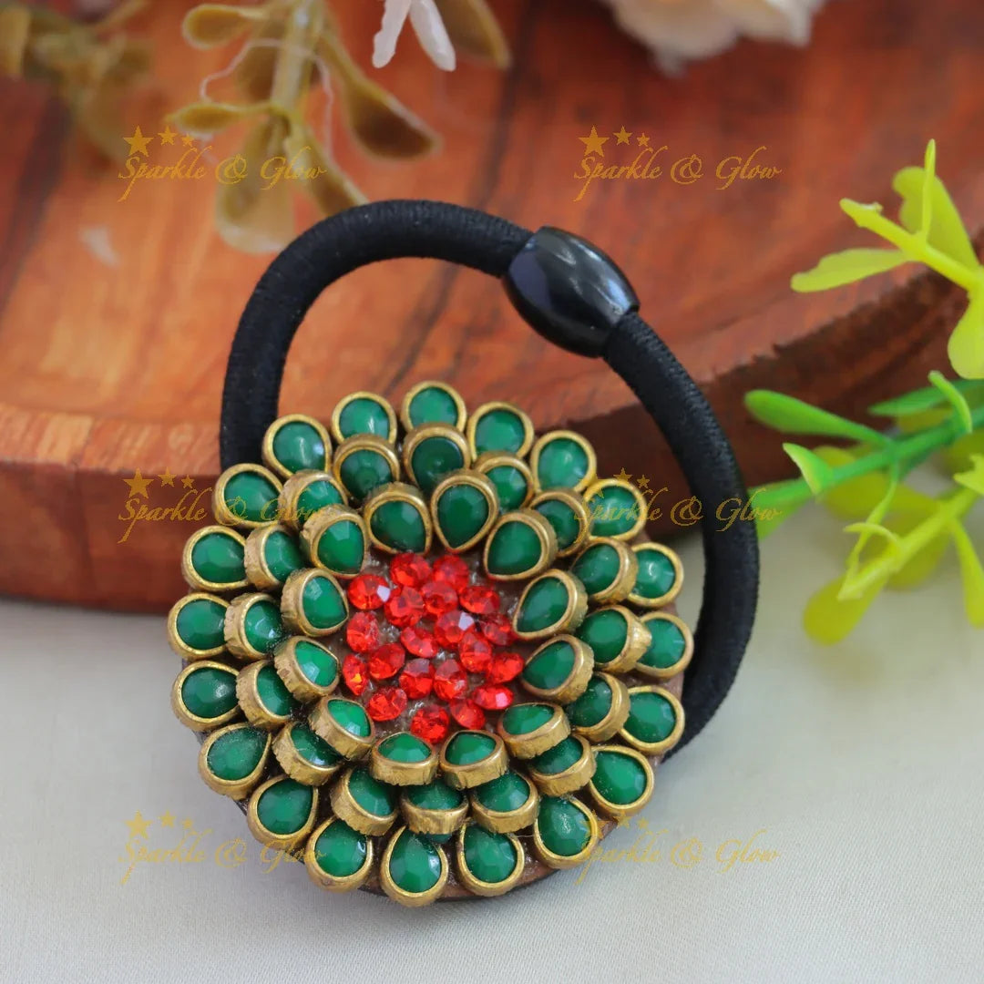 Sparkling Leaf Flower design Silkthread Hairband - Sparkle and Glow