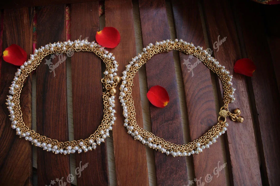 Premium quality gold alike polished gutta pusalu payal - Sparkle and Glow