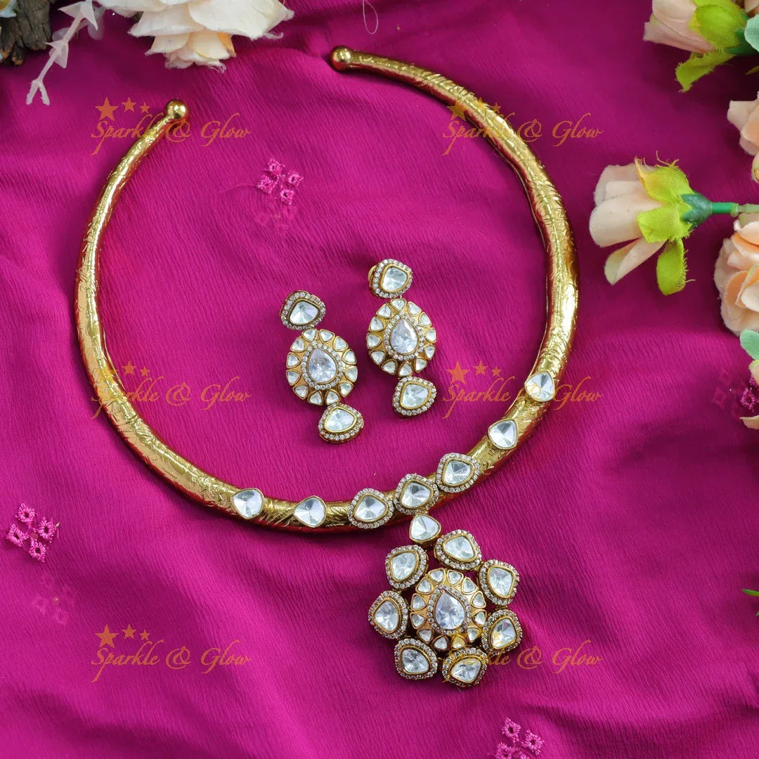 Elegant Floral drop victorian AD hasli choker - Sparkle and Glow