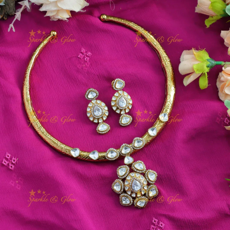 Elegant Floral drop victorian AD hasli choker - Sparkle and Glow