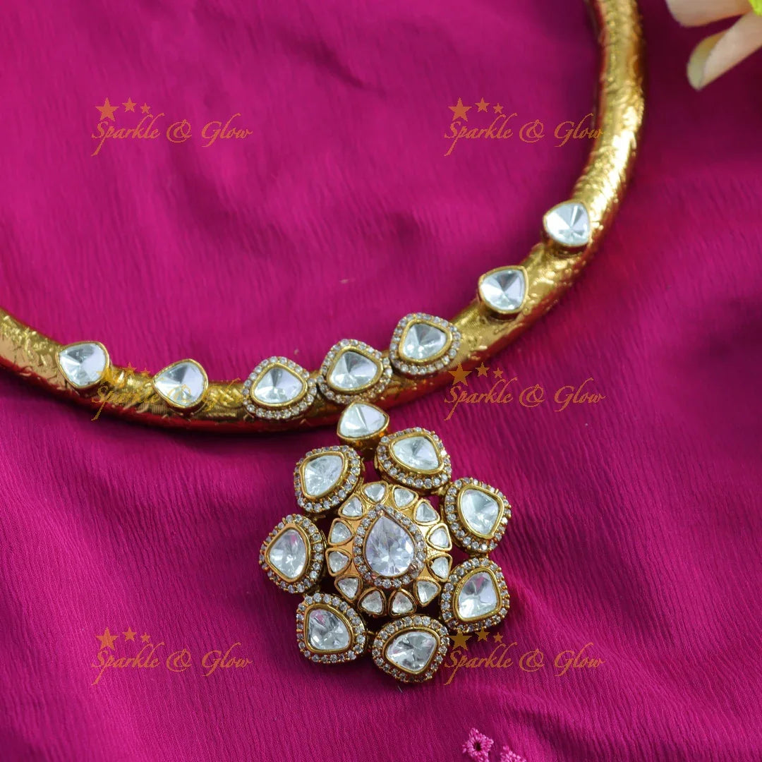 Elegant Floral drop victorian AD hasli choker - Sparkle and Glow