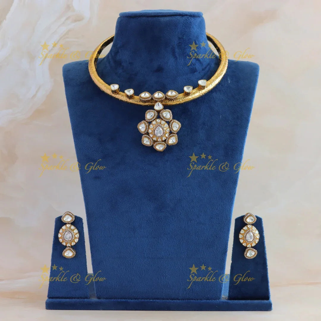 Elegant Floral drop victorian AD hasli choker - Sparkle and Glow