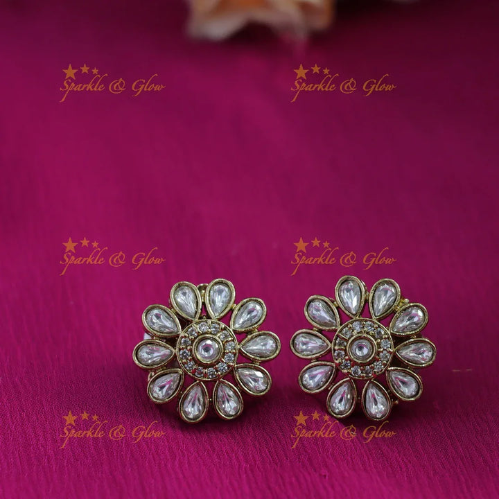 Beautiful Floral and oval stone victorian AD hasli choker - Sparkle and Glow