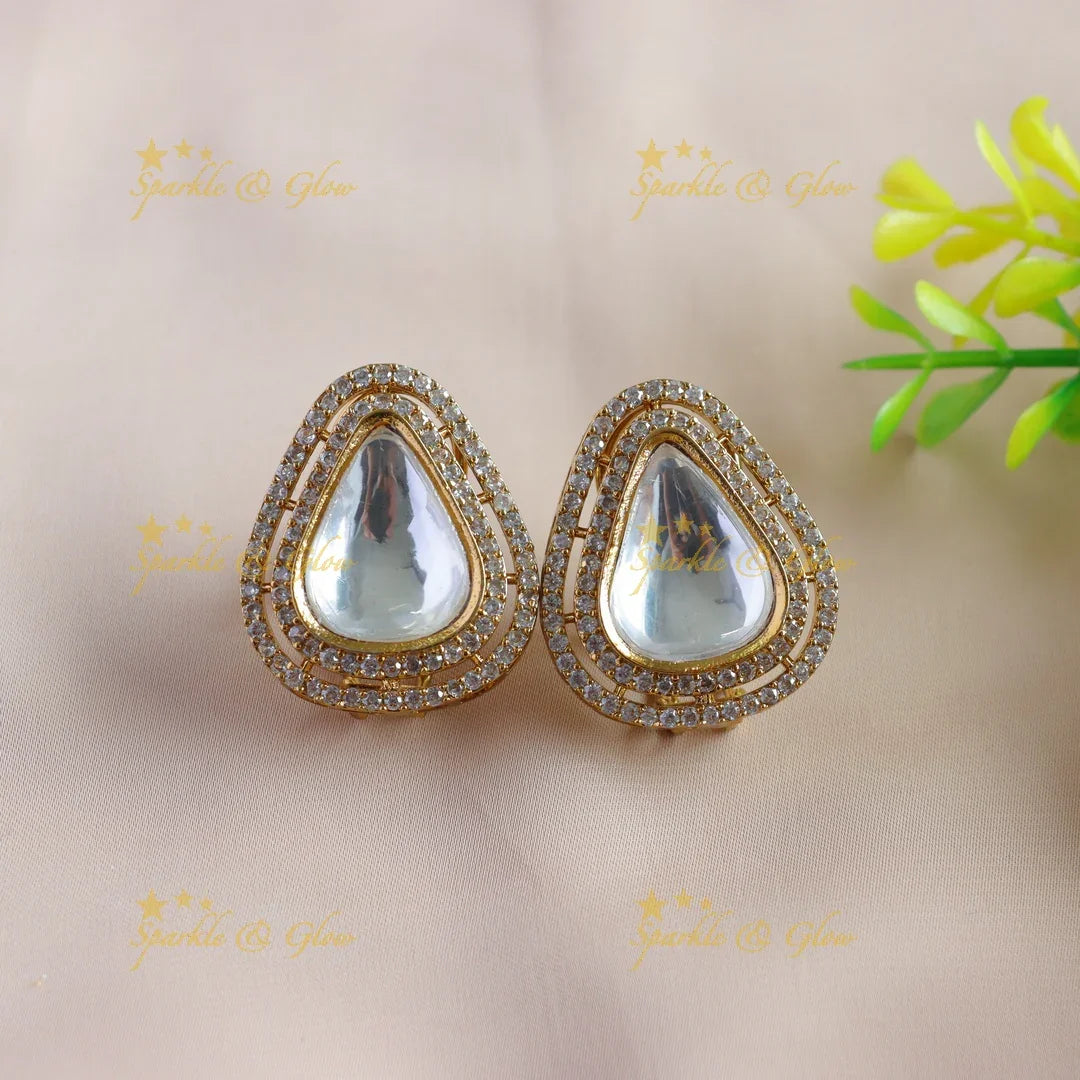 Elegant Triangle stone pendant victorian AD long chain - Sparkle and Glow