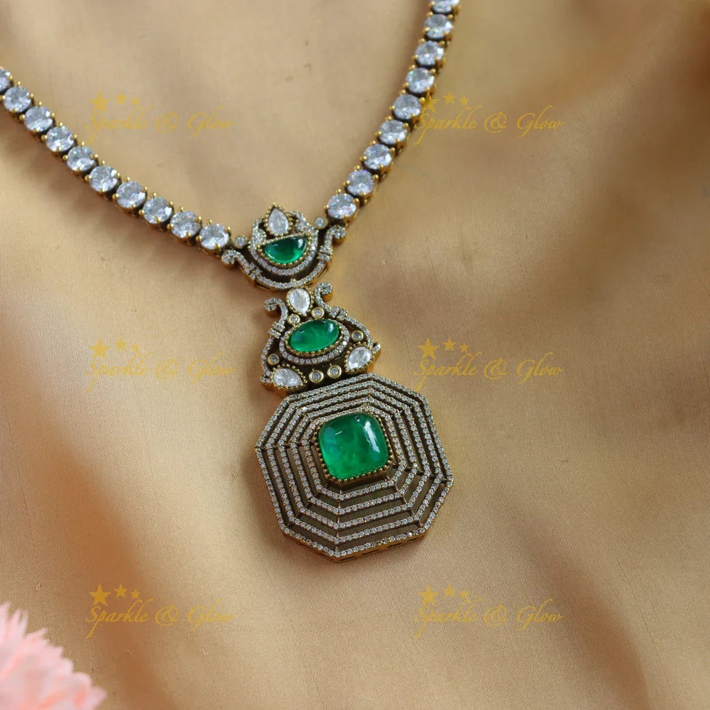 Sparkling Goemetric pendant carved Victorian AD Haram - Sparkle and Glow