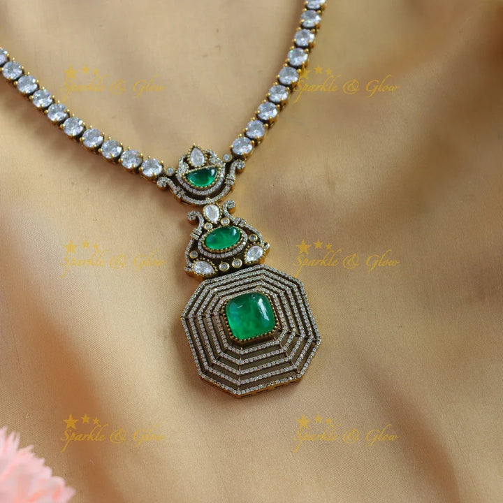 Sparkling Goemetric pendant carved Victorian AD Haram - Sparkle and Glow