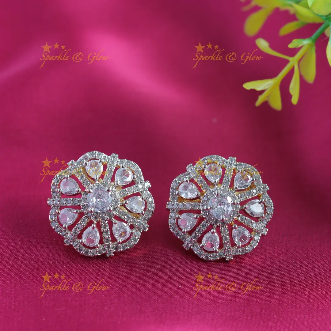 Elegant Square stone and waterdrop design American diamond short necklace - Sparkle and Glow