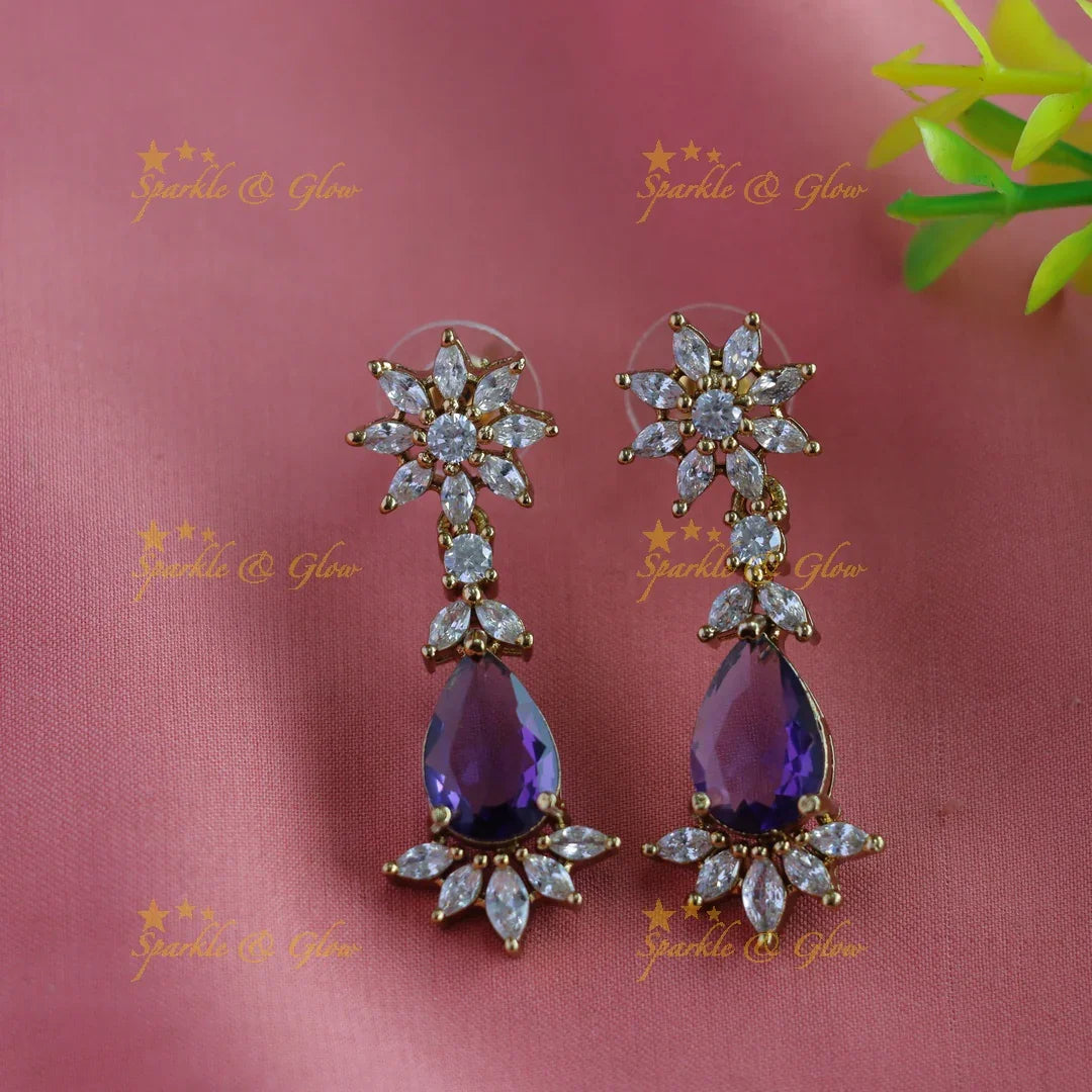 Sparkling Star Floral Victorian Ad short necklace with waterdrop - Sparkle and Glow