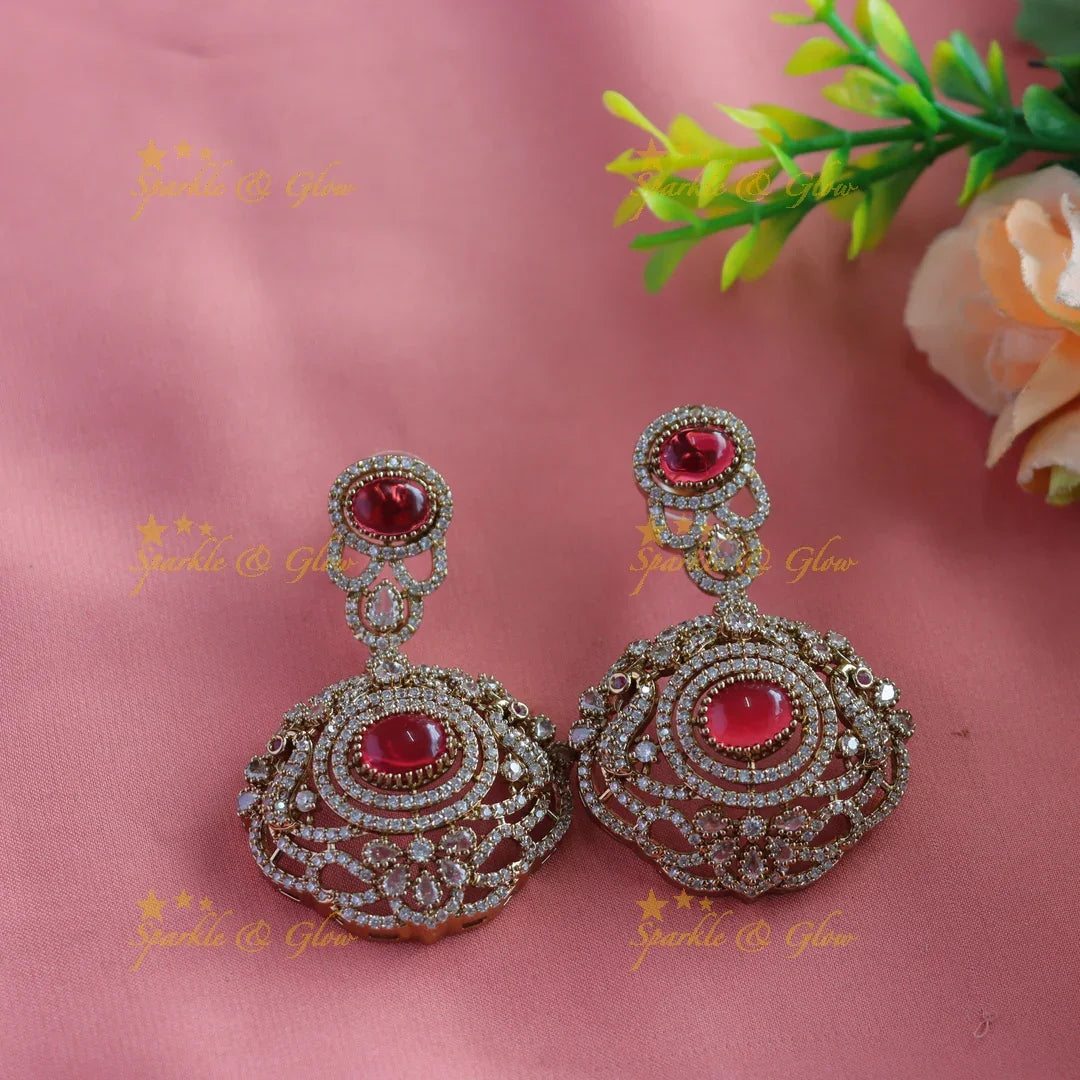 Grand Dual tone Peacock pendant Two layered Victorian AD short necklace with waterdrop - Sparkle and Glow