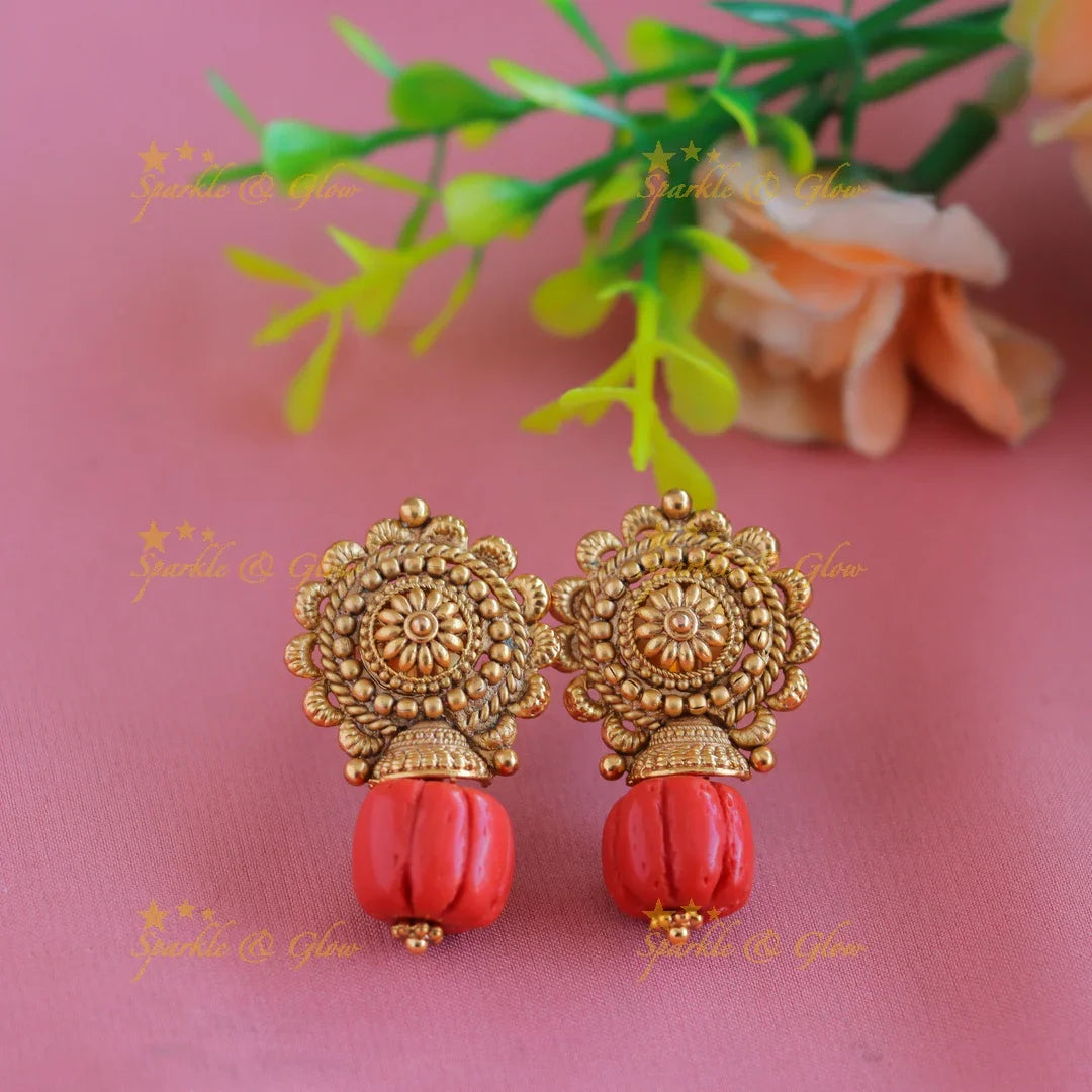 Beautiful Coral Flower pendant Heart design Haram - Sparkle and Glow