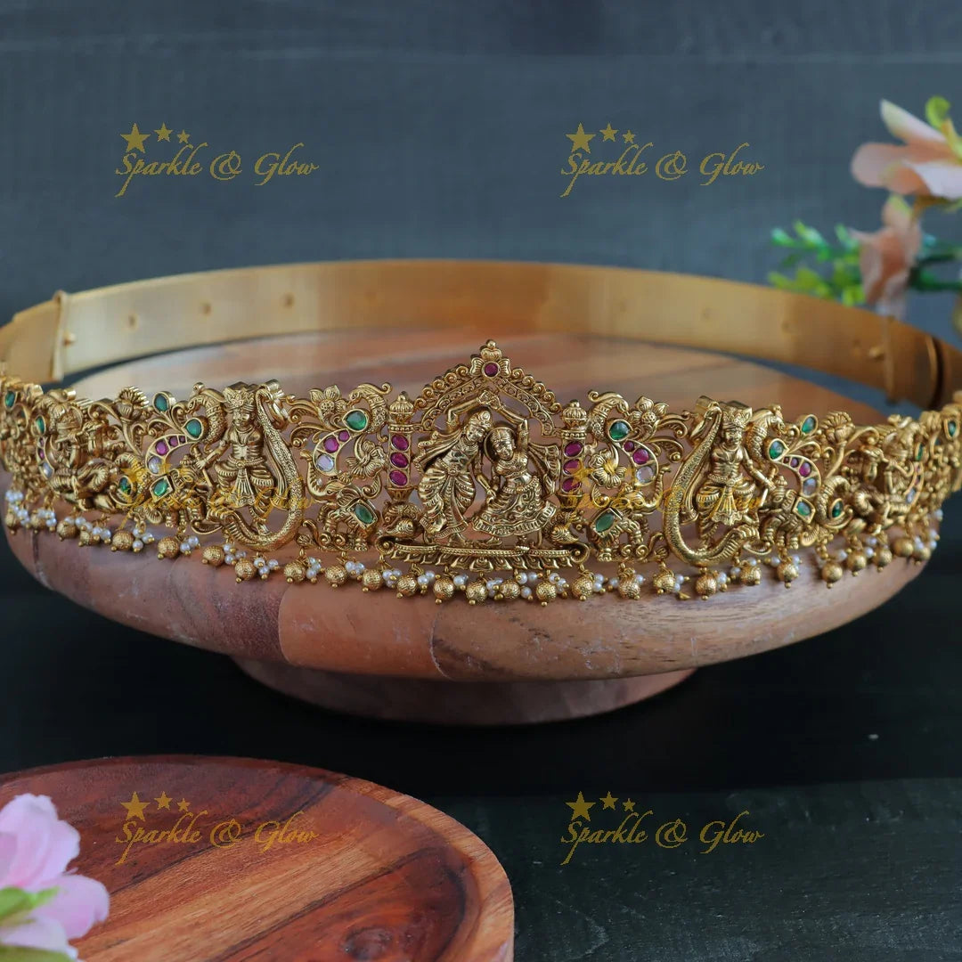 Grand Idol Radhakrishna and Gopika Sthri carved Hipbelt - Sparkle and Glow
