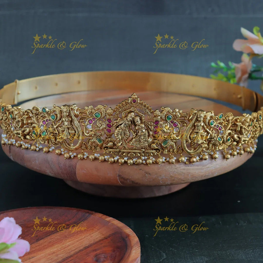 Grand Idol Radhakrishna and Gopika Sthri carved Hipbelt - Sparkle and Glow