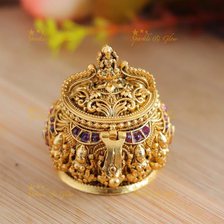 Beautiful Idol Mahalakshmi Devi Kumkum Box - Sparkle and Glow