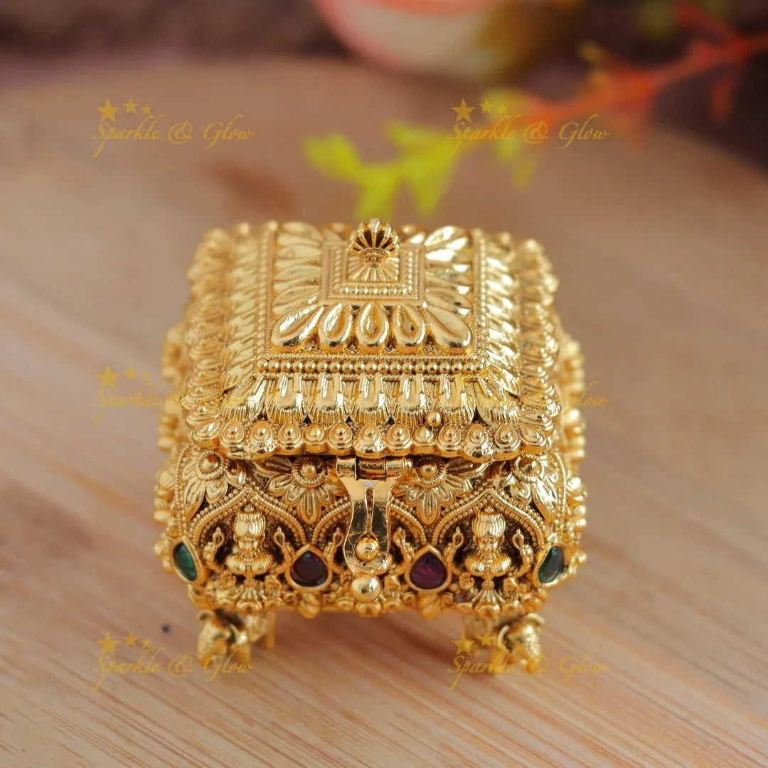 Sparkling Idol Lakshmi Ashtapatti design Kumkum Box - Sparkle and Glow