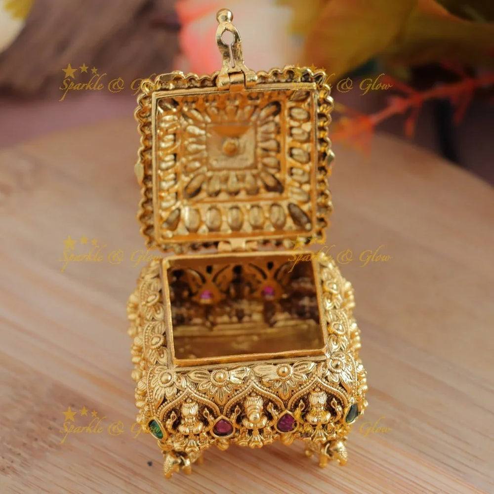 Sparkling Idol Lakshmi Ashtapatti design Kumkum Box - Sparkle and Glow