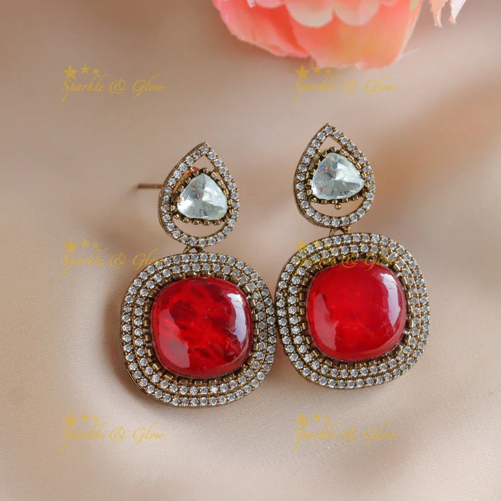 Gracious Onyx Sabyasachi inspired mirror work moissonite bridal choker-Red - Sparkle and Glow