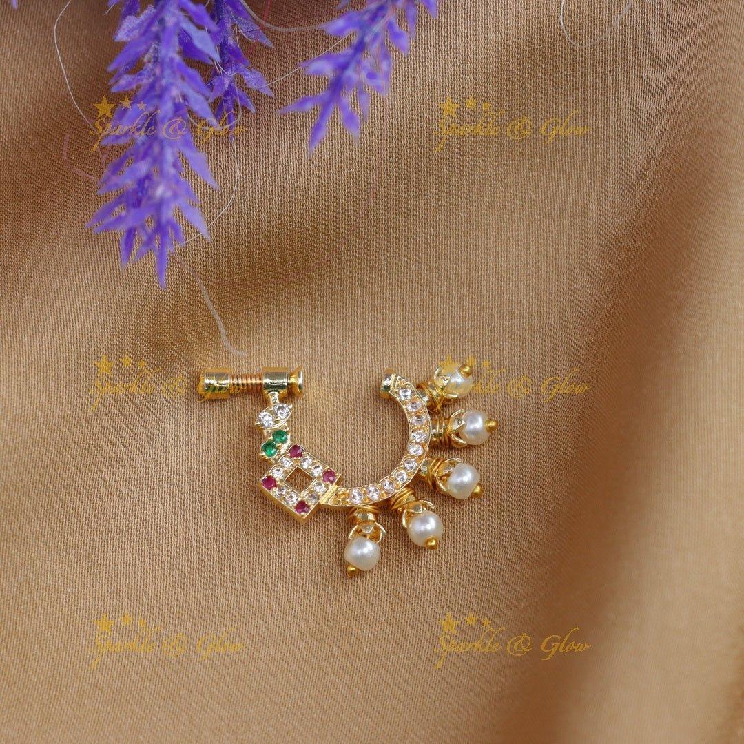 Beautiful multi colour AD stone nose pin - Sparkle and Glow