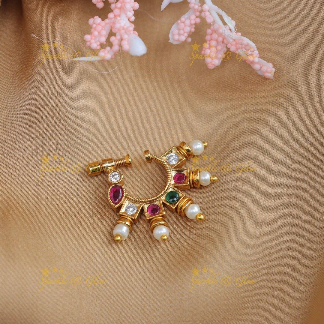 Beautiful AD stone multi colour nose pin - Sparkle and Glow