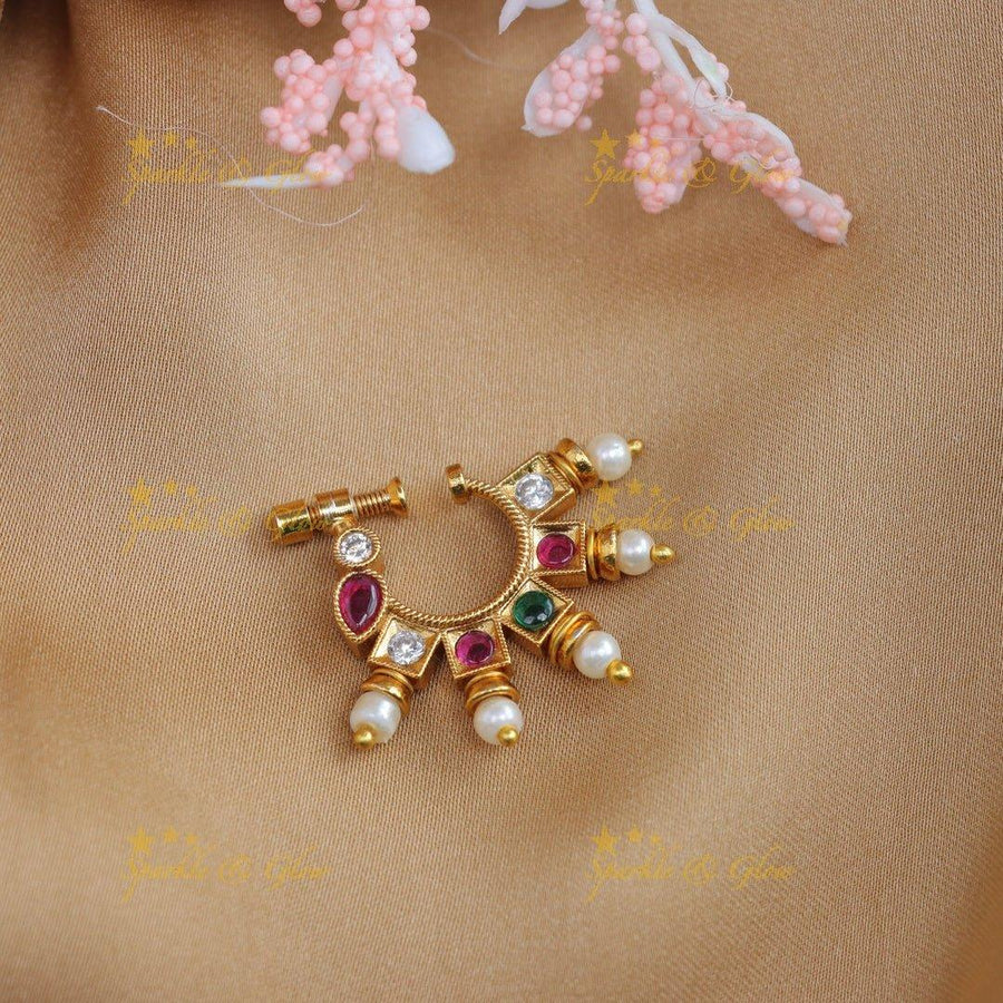 Beautiful AD stone multi colour nose pin - Sparkle and Glow