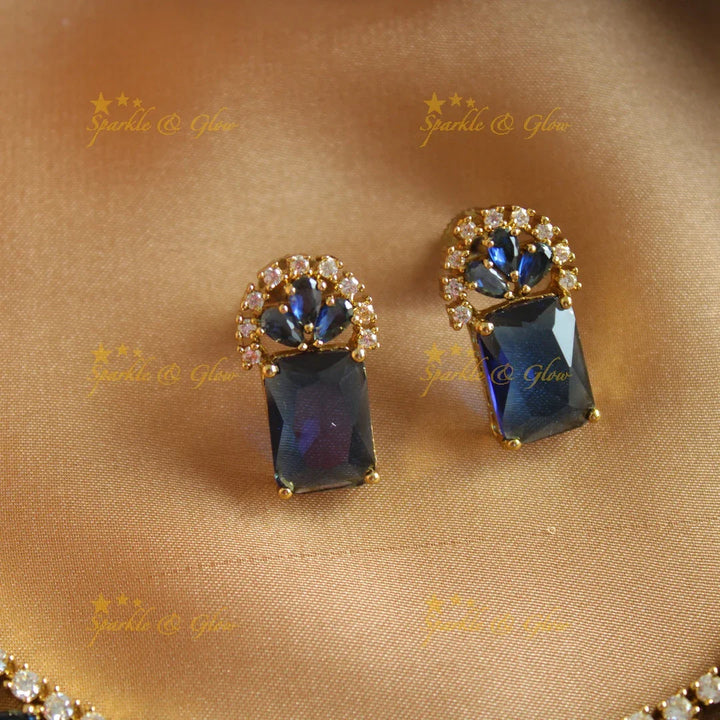 Stunning Victorian AD Waterdrop design Collar necklace-Navy blue - Sparkle and Glow