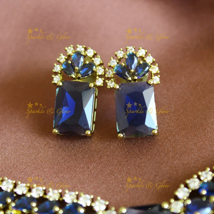 Stunning Victorian AD Waterdrop design Collar necklace-Navy blue - Sparkle and Glow