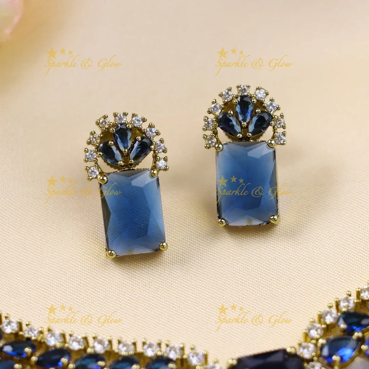 Stunning Victorian AD Waterdrop design Collar necklace-Navy blue - Sparkle and Glow