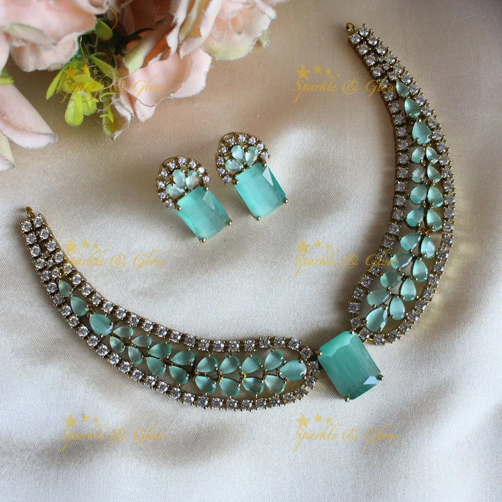 Stunning Victorian AD Waterdrop design Collar necklace-Navy blue - Sparkle and Glow