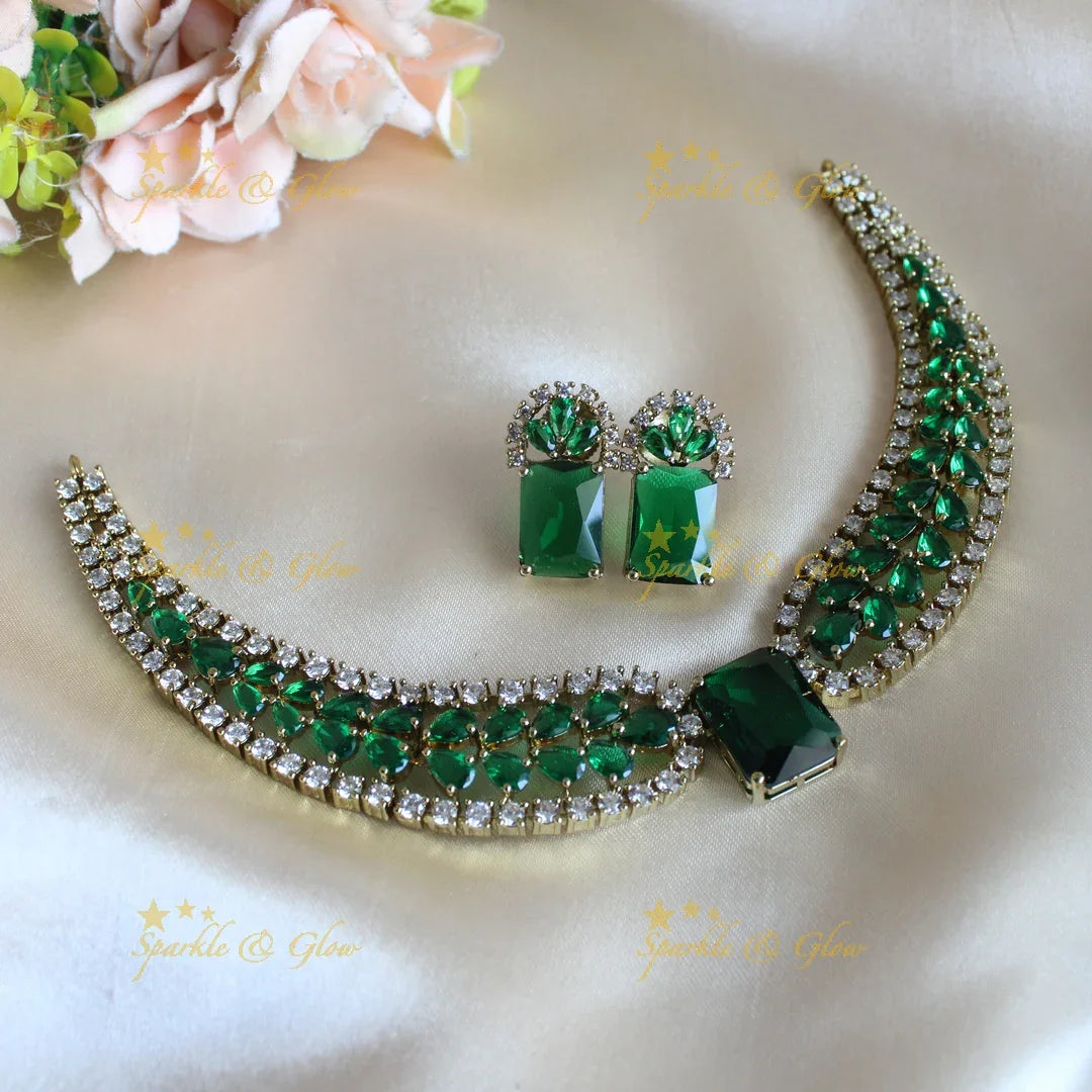 Stunning Victorian AD Waterdrop design Collar necklace-Navy blue - Sparkle and Glow