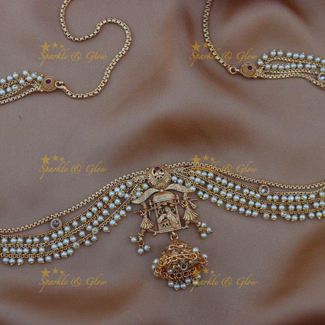 Gorgeous bridal procession gold alike hip chain - Pink - Sparkle and Glow