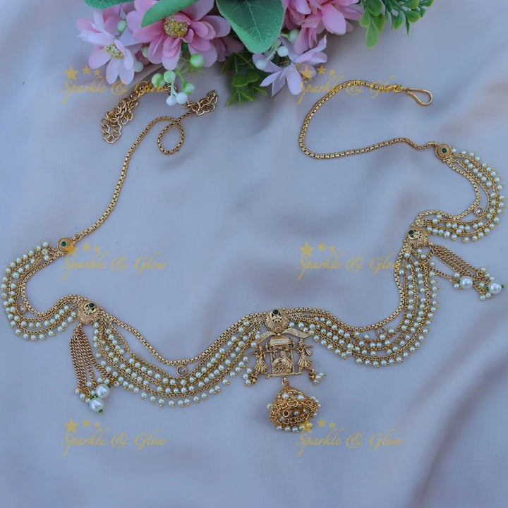 Gorgeous bridal procession gold alike hip chain - Pink - Sparkle and Glow