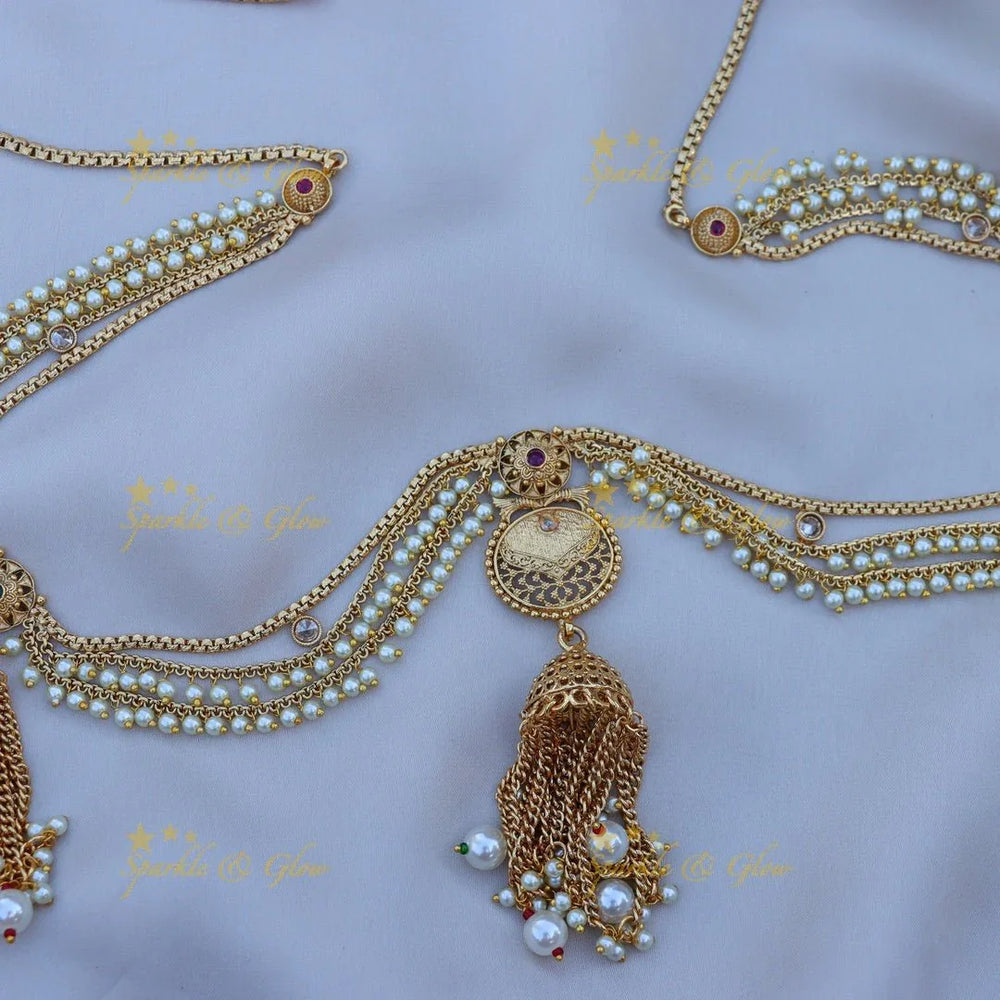 Beautiful floral and pearl gold alike hip chain - Sparkle and Glow