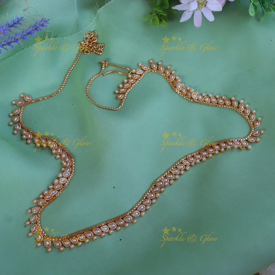 Gorgeous CZ stones hip chain - Pearl - Sparkle and Glow