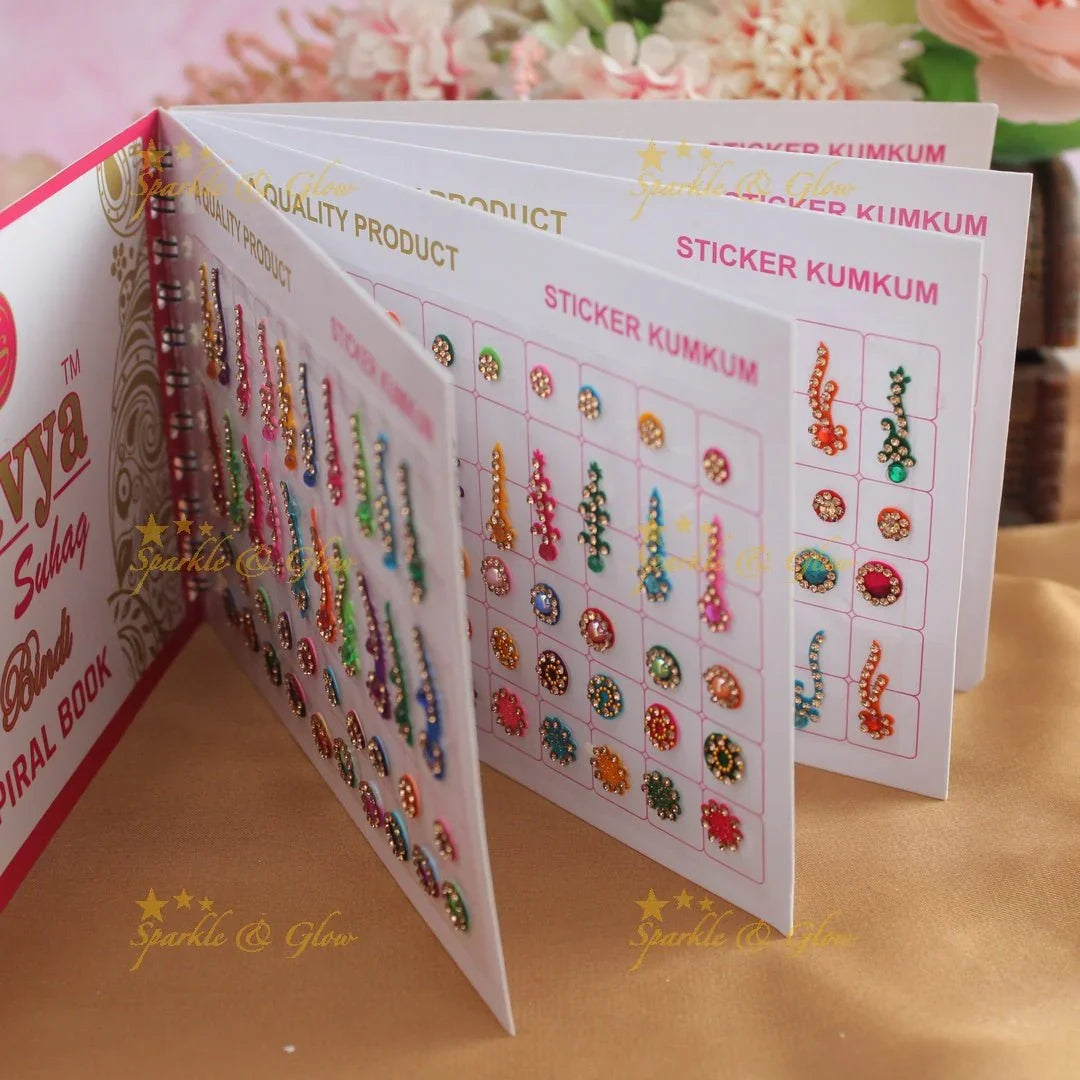 Navya Suhag different shaped multi colour bindi small book - Sparkle and Glow