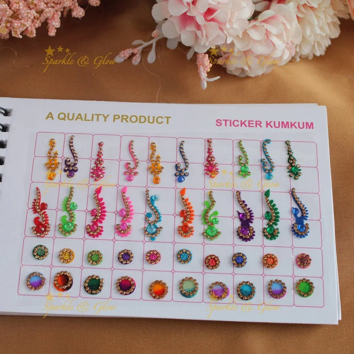 Navya Suhag different shaped multi colour bindi small book - Sparkle and Glow